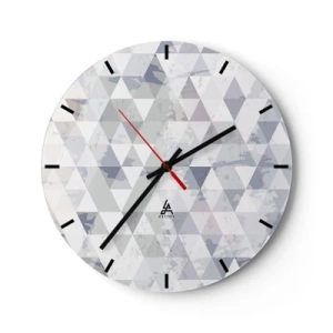 Horloge murale - Pendule murale - Motif géométrique avec des triangles gris dans un style moderne - 30x30cm - En rythme de trois - Décoration murale moderne pour le salon, la cuisine et la chambre ARTTOR