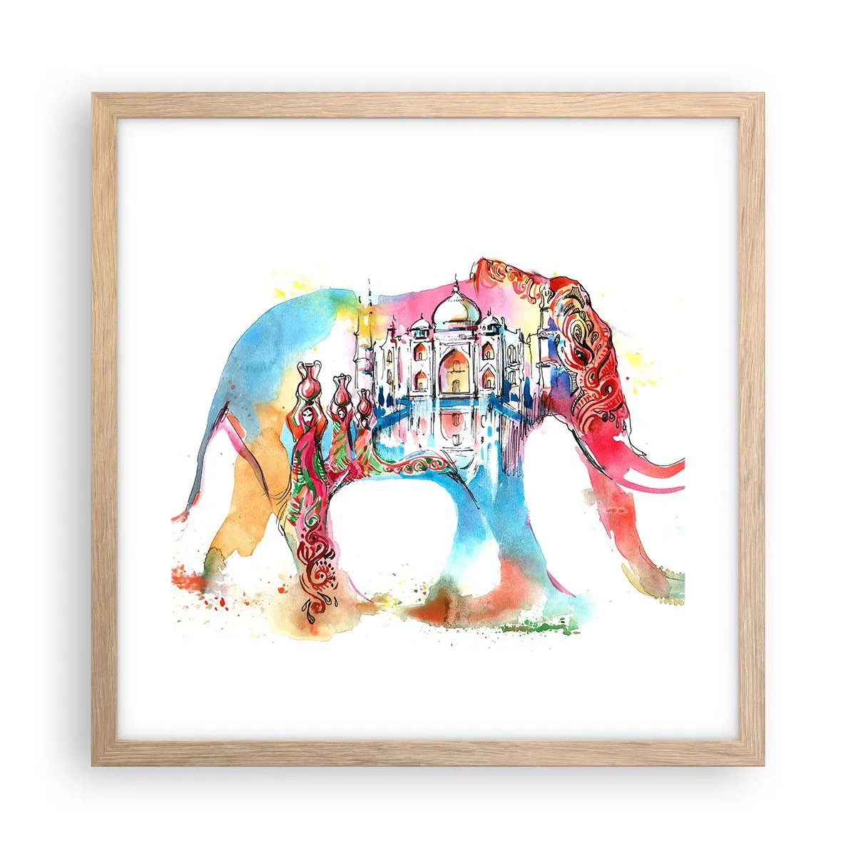 Affiche dans un chêne clair - Poster - Inde - l'aura de l'amour - 40x40 cm