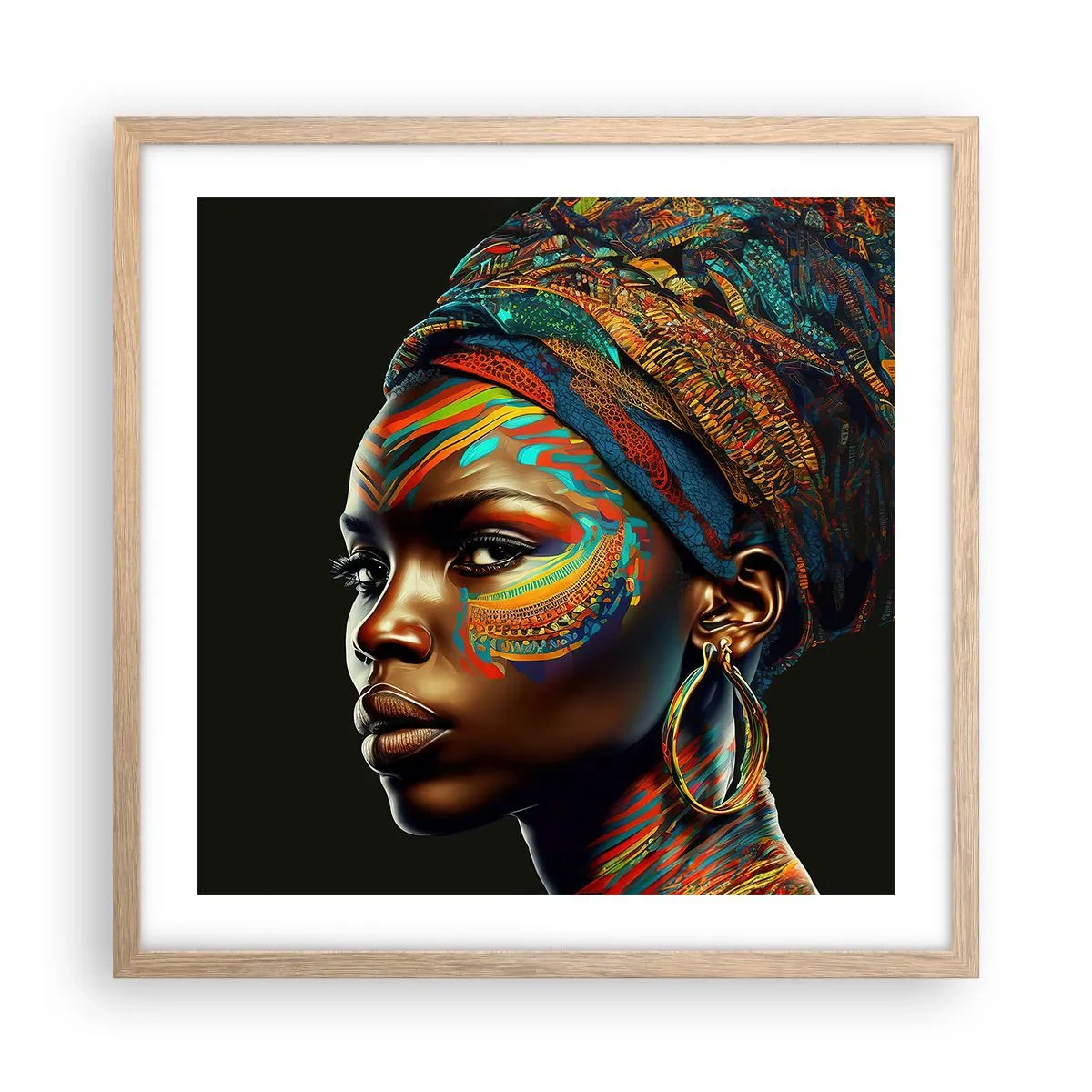 Affiche dans un chêne clair - Poster - reine africaine - 50x50 cm