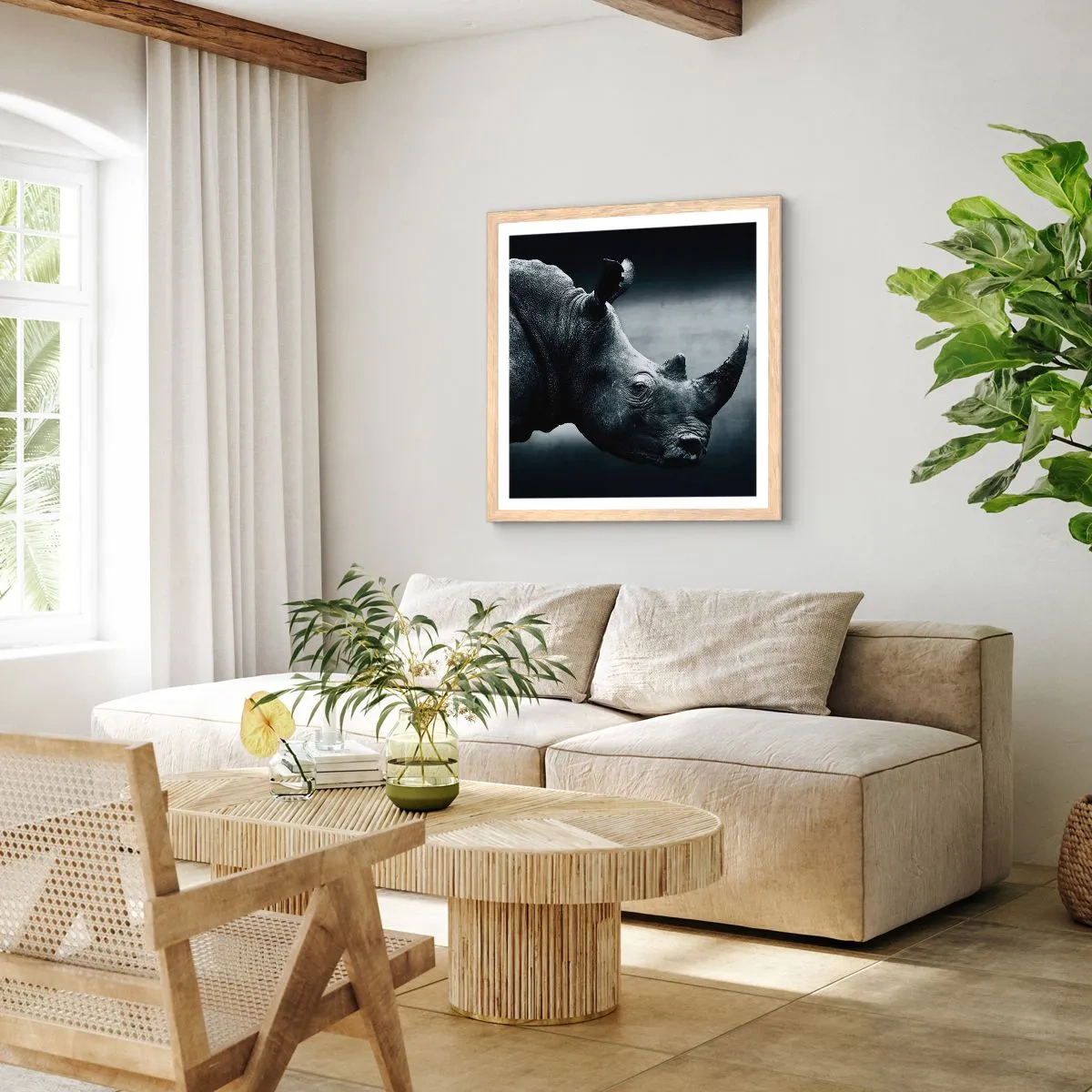 Affiche dans un chêne clair - Poster - Le profil droit - 60x60 cm