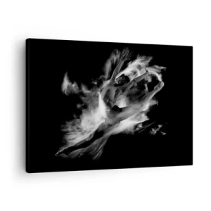 Impression sur toile - Image sur toile - Une danseuse dans une pose dynamique sur fond noir - 70x50cm - Coincé en l'air - Décoration murale moderne pour le salon et la chambre ARTTOR