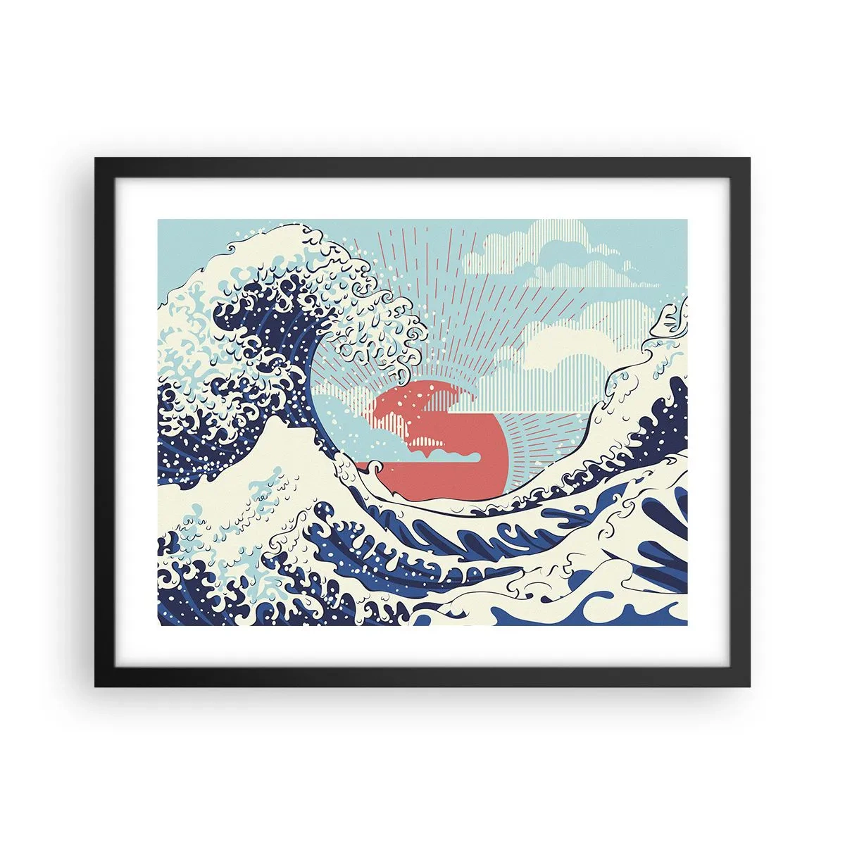 Affiche dans un cadre noir - Poster - D'une inspiration japonnaise - 50x40 cm