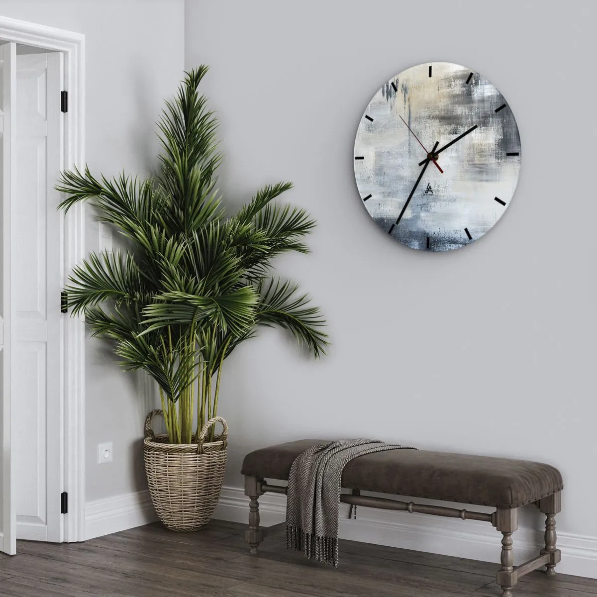 Horloge murale - Pendule murale - Derrière le rideau bleu - 40x40 cm