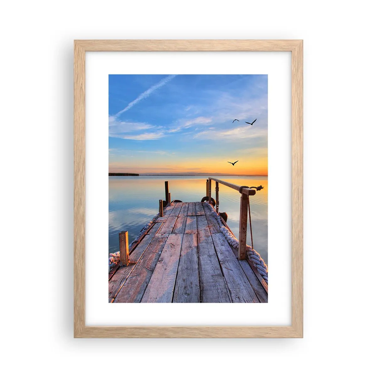 Affiche dans un chêne clair - Poster - Marcher droit vers le soleil - 30x40 cm