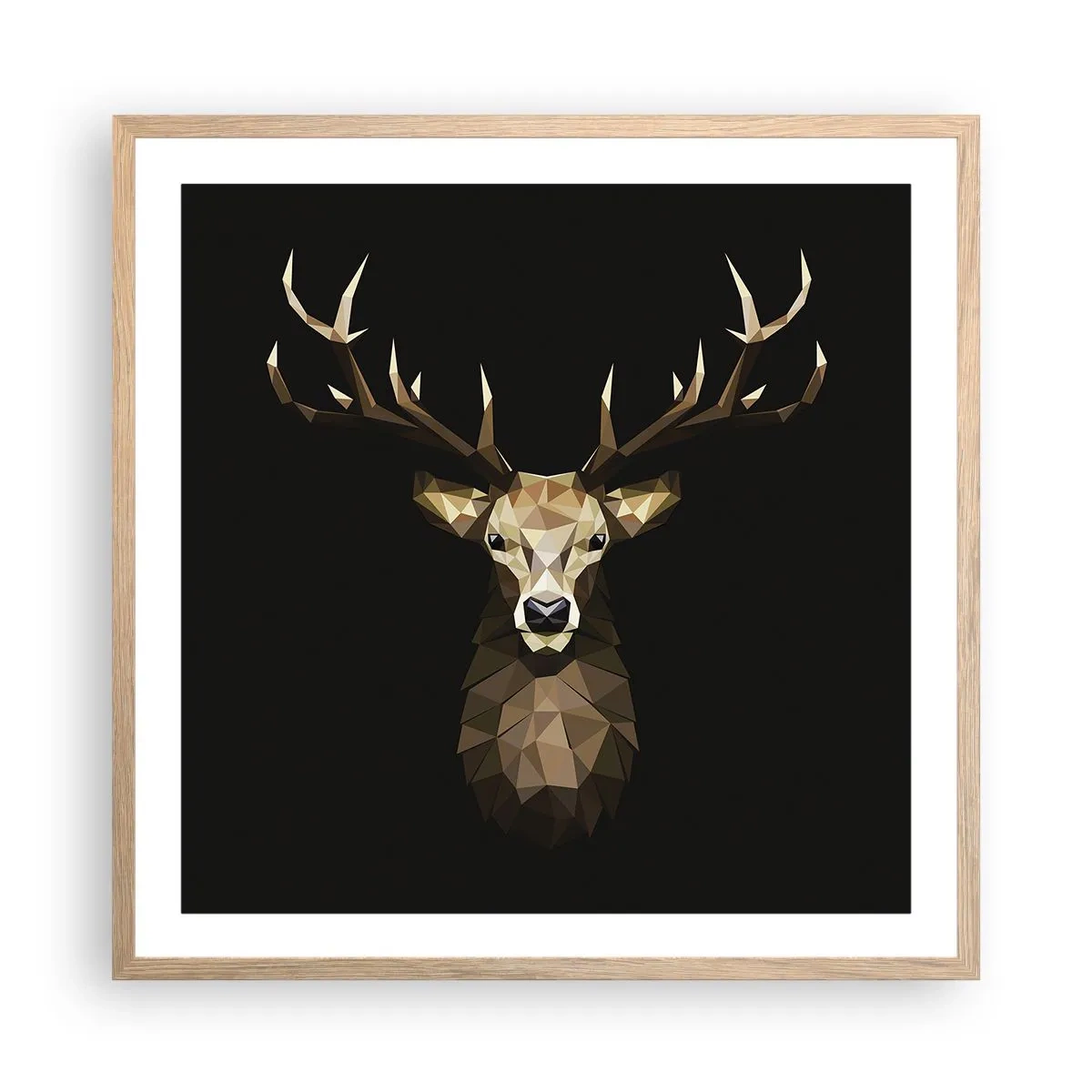 Affiche dans un chêne clair - Poster - Cerf cubique - 60x60 cm