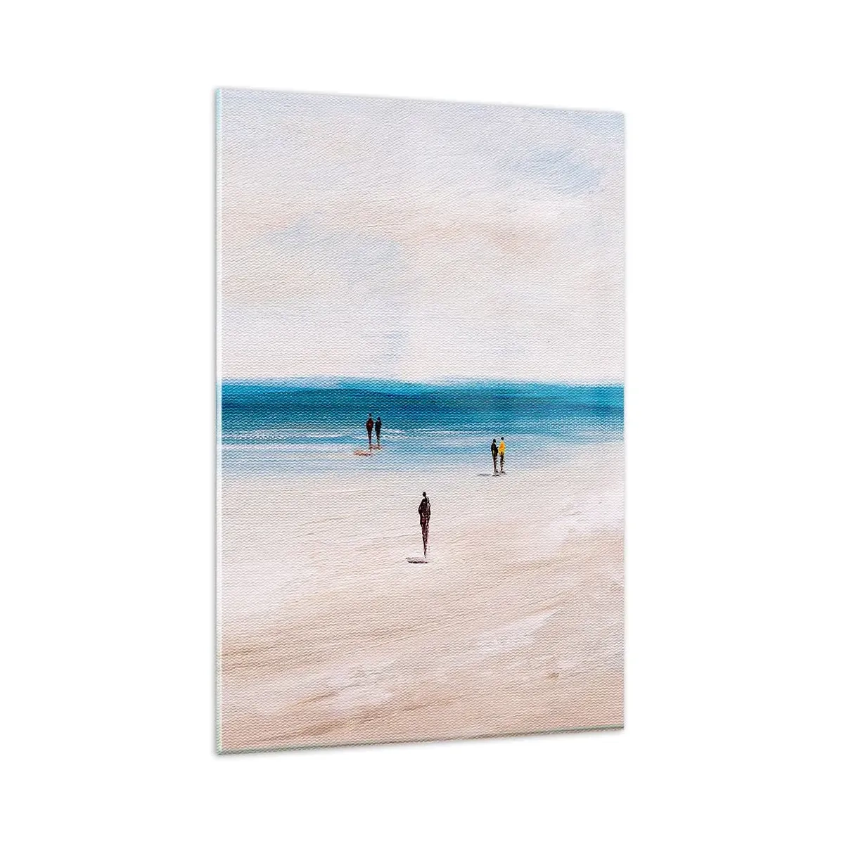 Impression sur verre - Image sur verre - Une plage avec des gens sur fond de mer calme - 80x120cm - Un besoin naturel - Décoration murale moderne pour le salon et la chambre ARTTOR