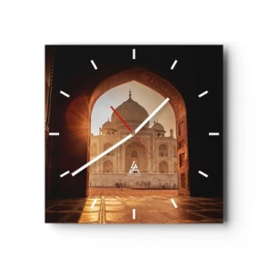 Horloge murale - Pendule murale - Le Taj Mahal au soleil vu depuis l'arche de la porte - 30x30cm - Un monument à l'amour surnaturel - Décoration murale moderne pour le salon et la chambre ARTTOR