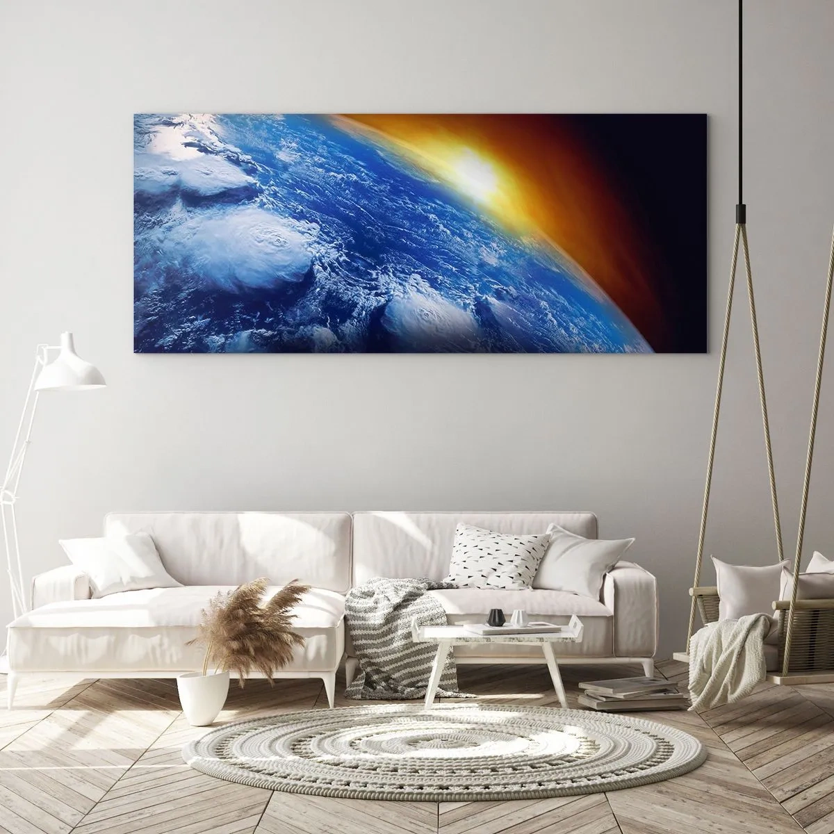 Impression sur verre - Image sur verre - Lever de soleil sur la planète bleue - 100x40 cm