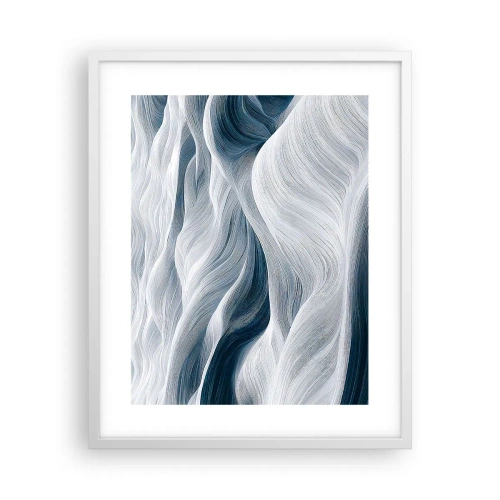 Affiche dans un cadre blanc - Poster - Vagues blanches et bleues - 40x50 cm