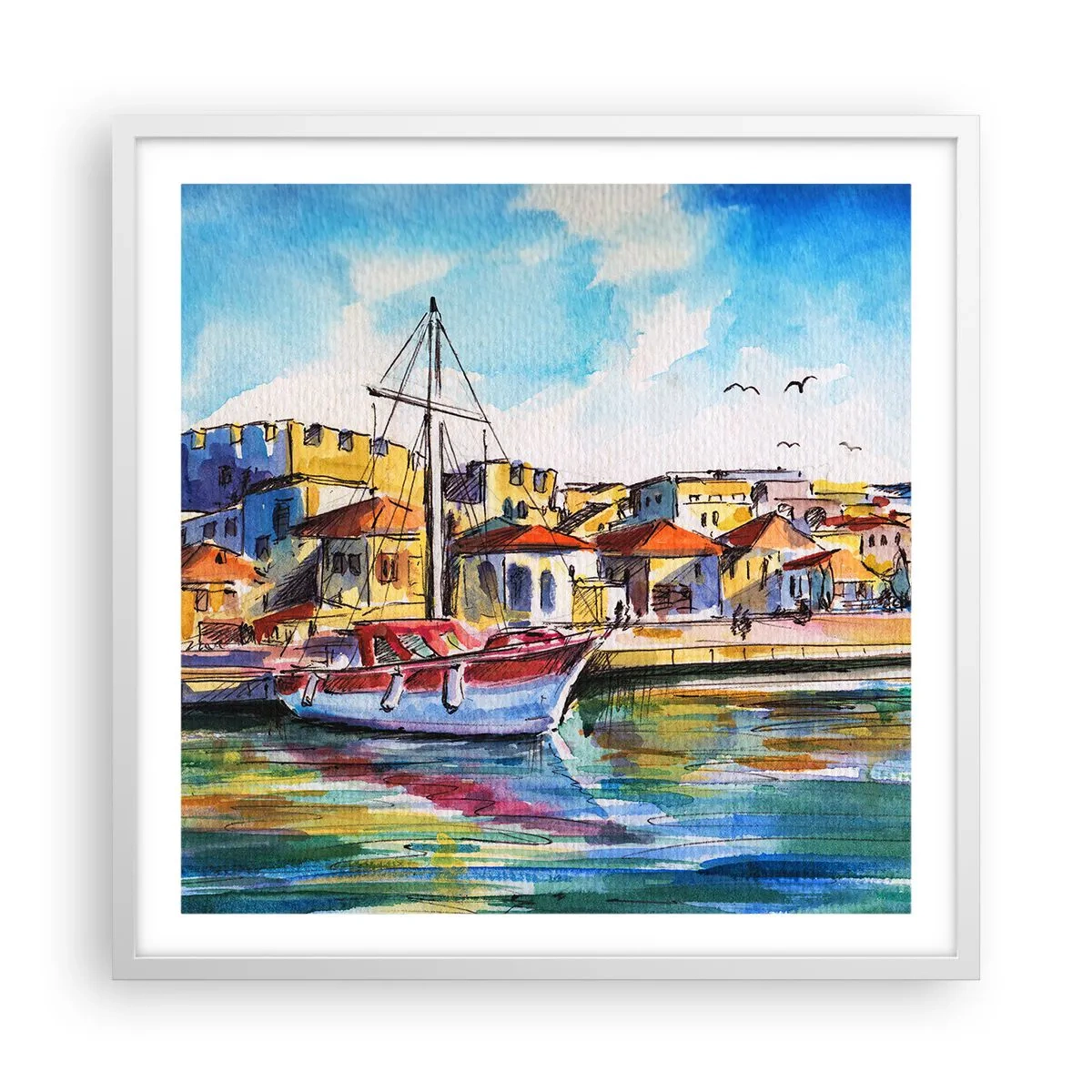 Affiche dans un cadre blanc - Poster - Après-midi arc-en-ciel - 60x60 cm