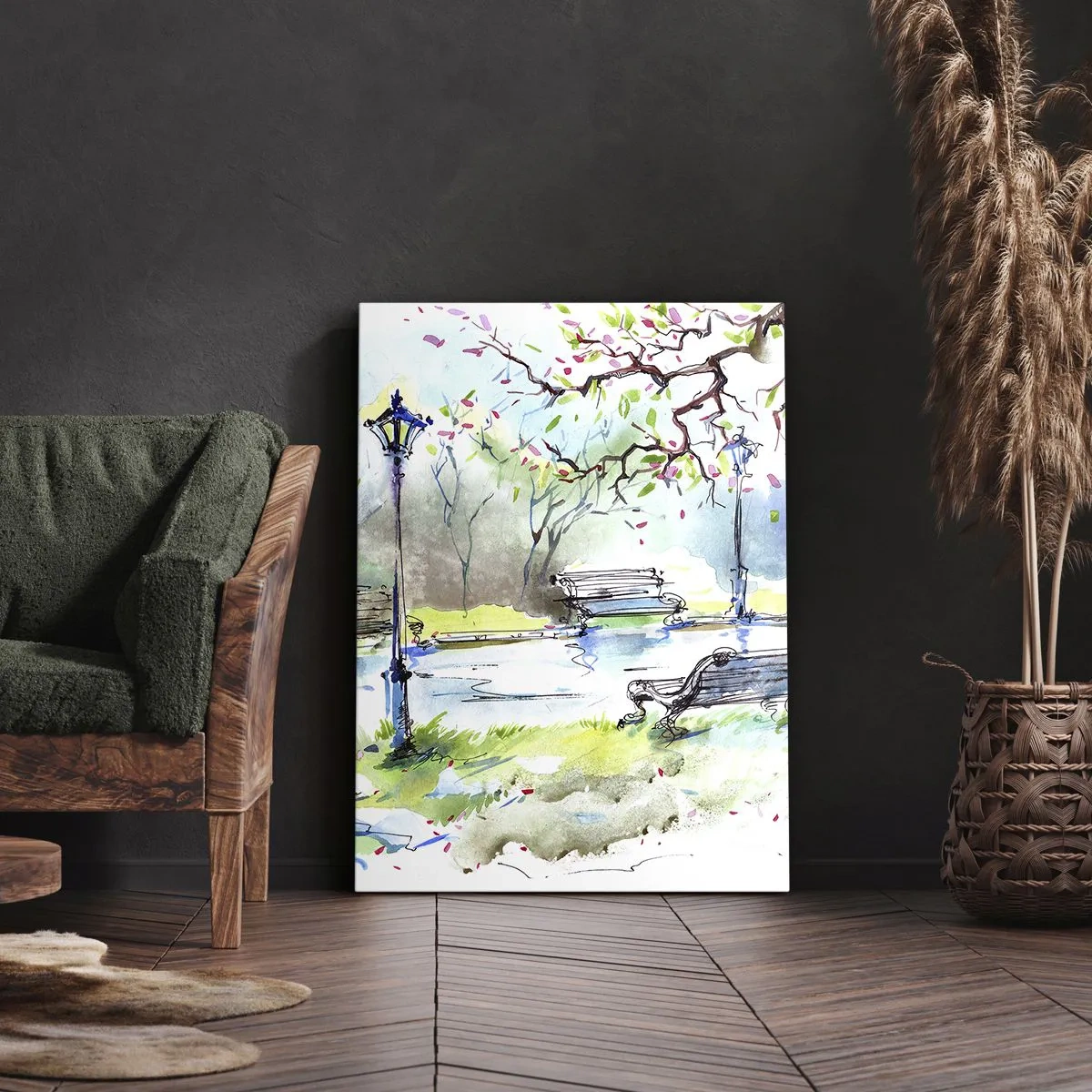 Impression sur toile - Image sur toile - Le charme du silence d'un parc - 65x120 cm