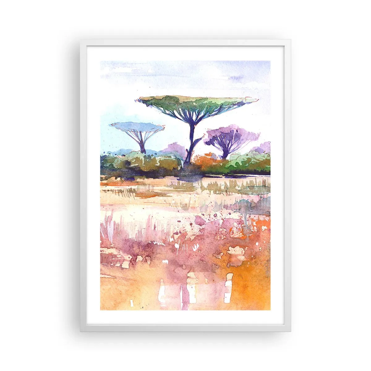 Affiche dans un cadre blanc - Poster - Couleurs de savane - 50x70 cm