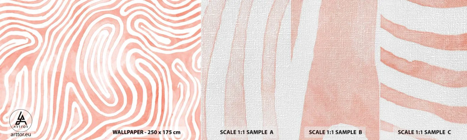 Échantillon de Papier Peint Premium Canvas - Dans le labyrinthe de corail - Minimalisme, Art moderne, Abstraction - 100x30 cm