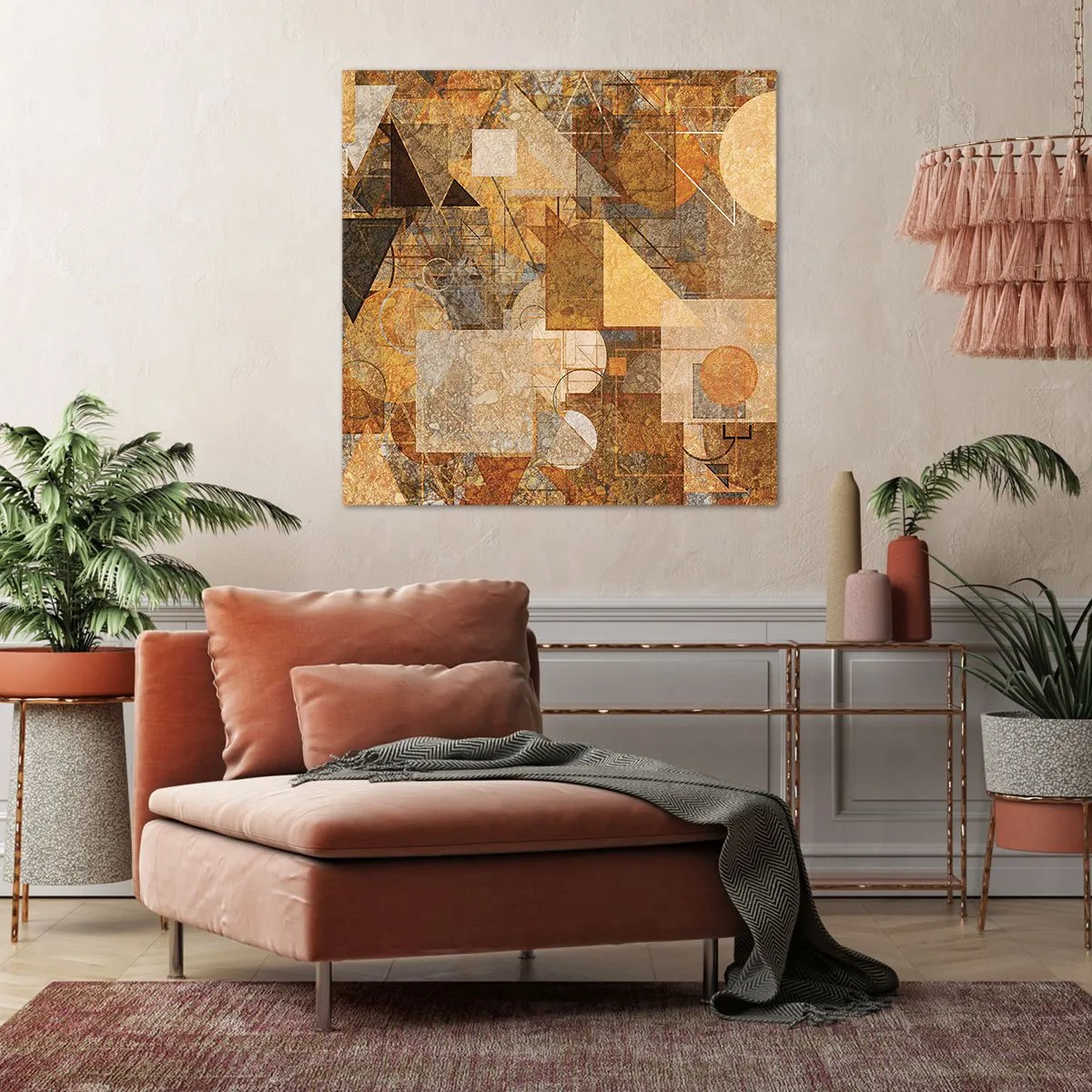 Impression sur toile - Image sur toile - Étude cubique de marron - 30x30 cm