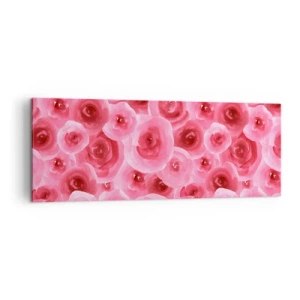 Impression sur toile - Image sur toile - Roses délicates dans des tons pastel de rose - 140x50cm - Roses en-haut et en-bas - Décoration murale moderne pour le salon et la chambre ARTTOR