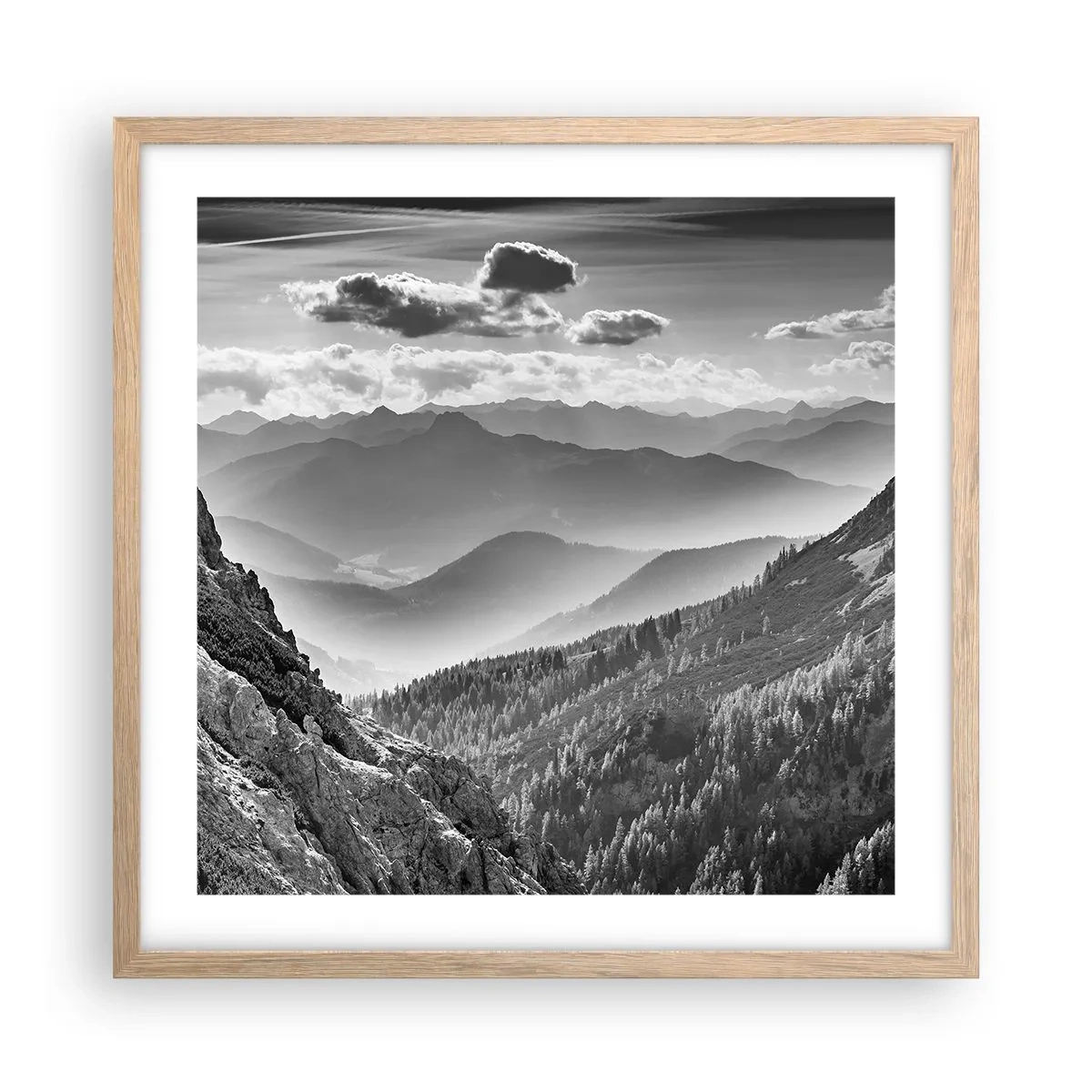 Affiche dans un chêne clair - Poster - Jusqu'à l'horizon - 50x50 cm