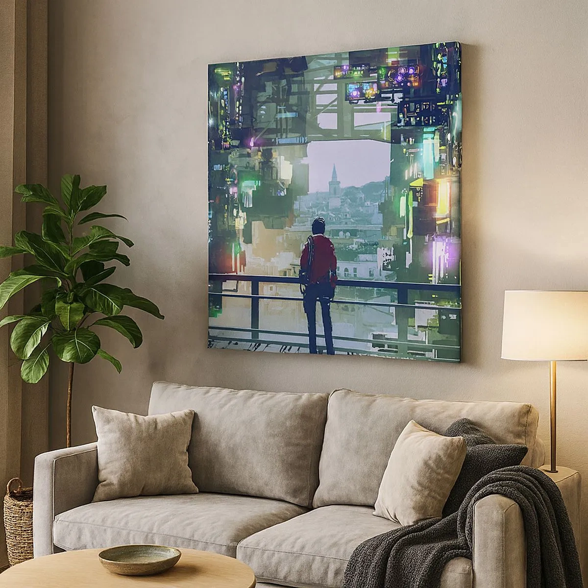 Impression sur toile - Image sur toile - Deux mondes - 30x30 cm