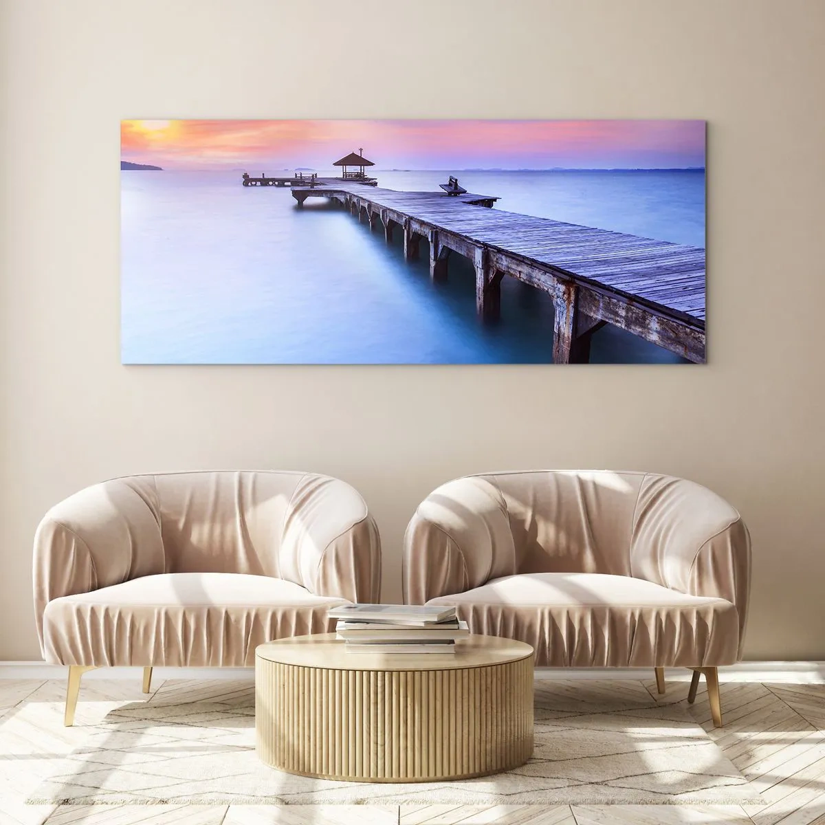 Impression sur verre - Image sur verre - Une mer de calme jusqu'à l'horizon - 100x40 cm