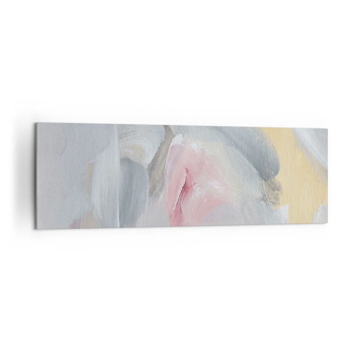 Impression sur toile - Image sur toile - Coups de pastel abstraits dans des tons de rose et de gris. - 160x50cm - Dans un monde pastel - Décoration murale moderne pour le salon et la chambre ARTTOR