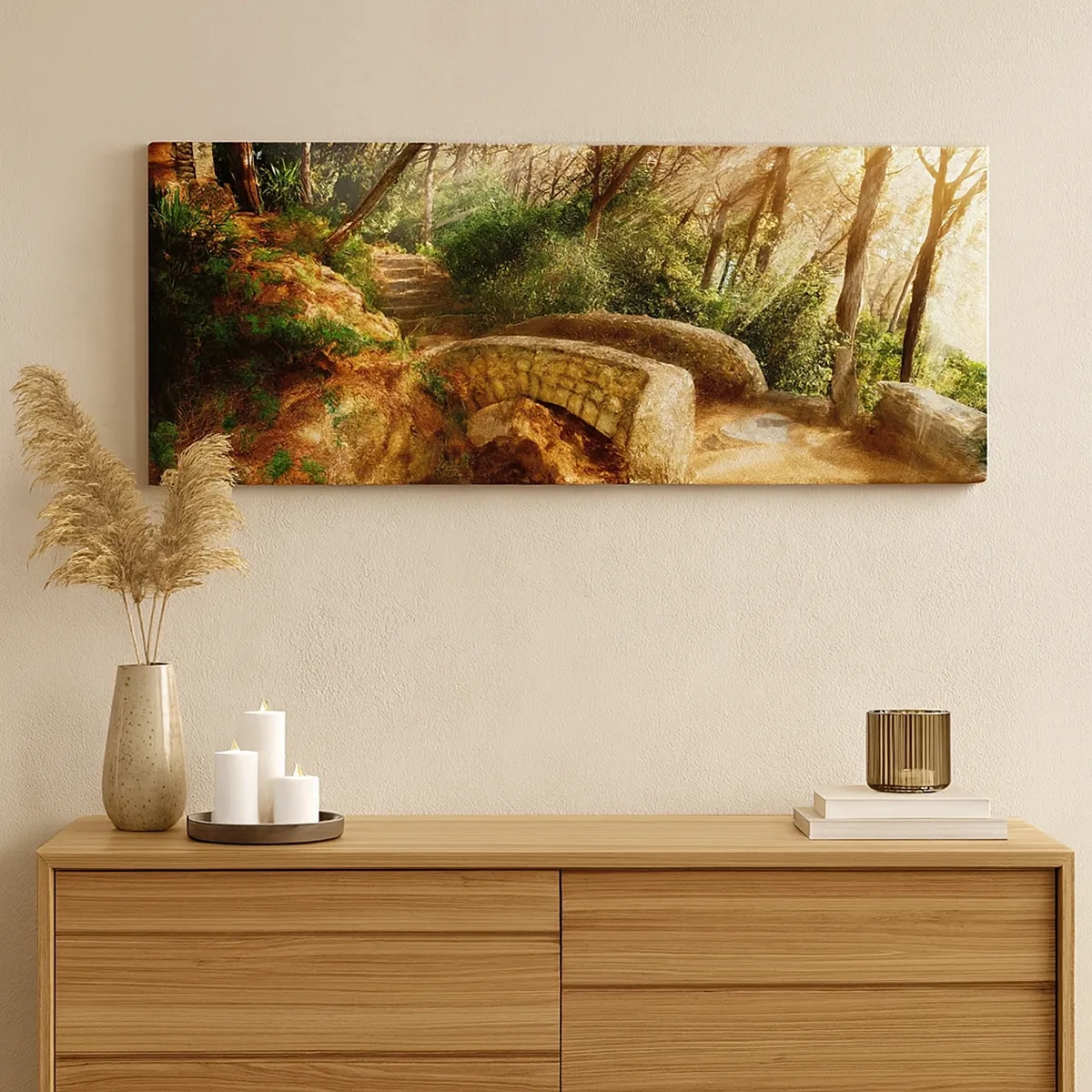 Impression sur toile - Image sur toile - Directement du pont dans une forêt de conte de fées - 30x30 cm