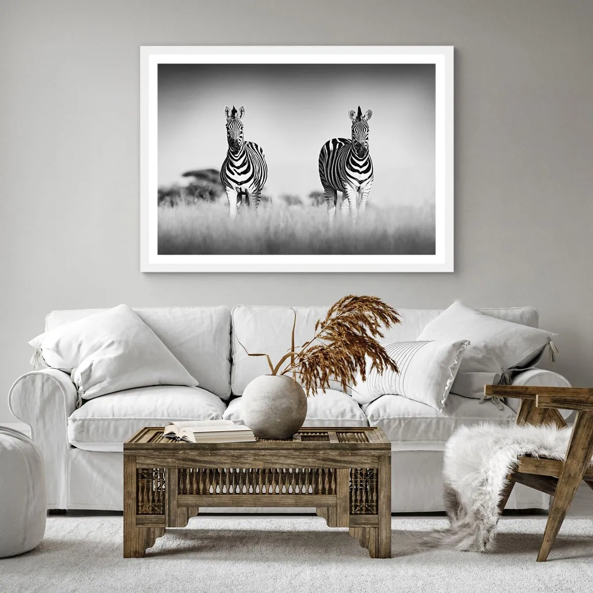 Affiche dans un cadre blanc - Poster - Le monde est bel et bien noir et blanc - 60x60 cm