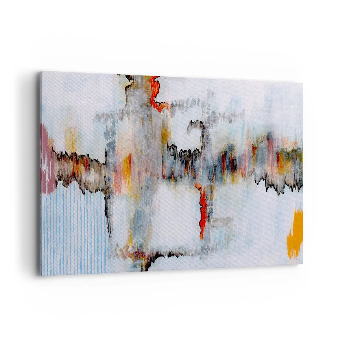 Impression sur toile - Image sur toile - Motif abstrait aux couleurs vives sur fond clair - 100x70cm - Un bâton sur l'eau - Décoration murale moderne pour le salon et la chambre ARTTOR