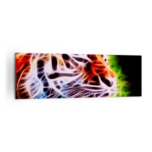 Impression sur toile - Image sur toile - Portrait artistique coloré d'un tigre dans un style néon sur fond noir. - 160x50cm - L'aura dangereux - Décoration murale moderne pour le salon et la chambre ARTTOR