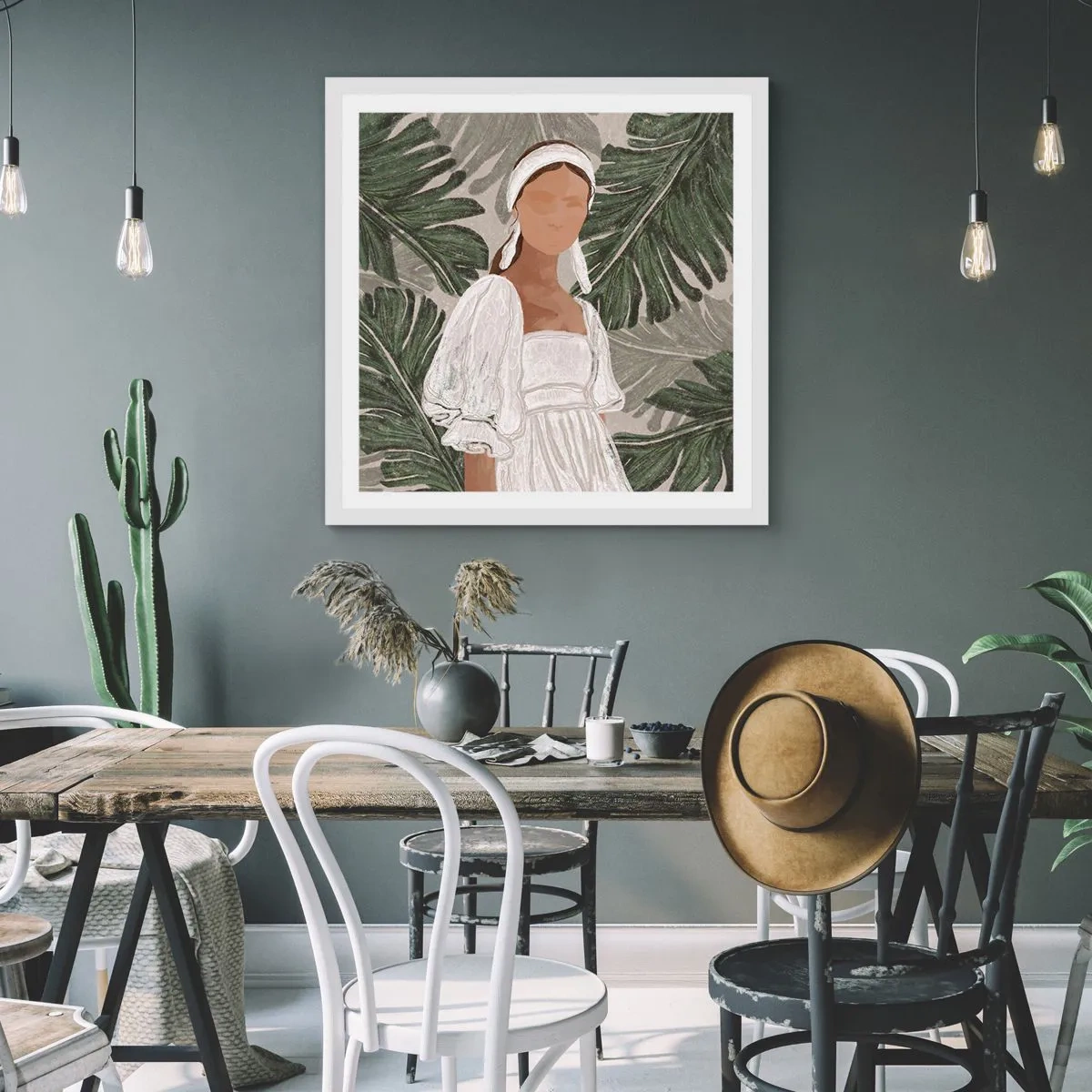 Affiche dans un cadre blanc - Poster - Portrait exotique - 40x40 cm