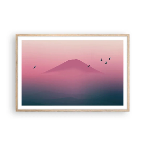 Affiche dans un chêne clair - Poster - Des pèlerins au dessus des nuages - 91x61 cm