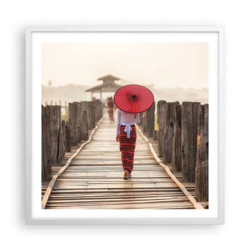 Affiche dans un cadre blanc - Poster - Sur le vieux pont - 60x60 cm