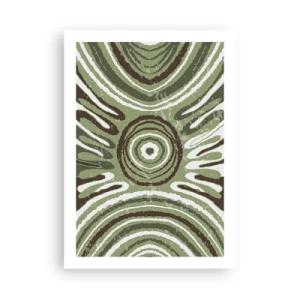 Affiche - Poster - Motif abstrait symétrique dans des tons de vert - 50x70cm - Une explosion d'émotions - Décoration murale moderne pour le salon et la chambre ARTTOR