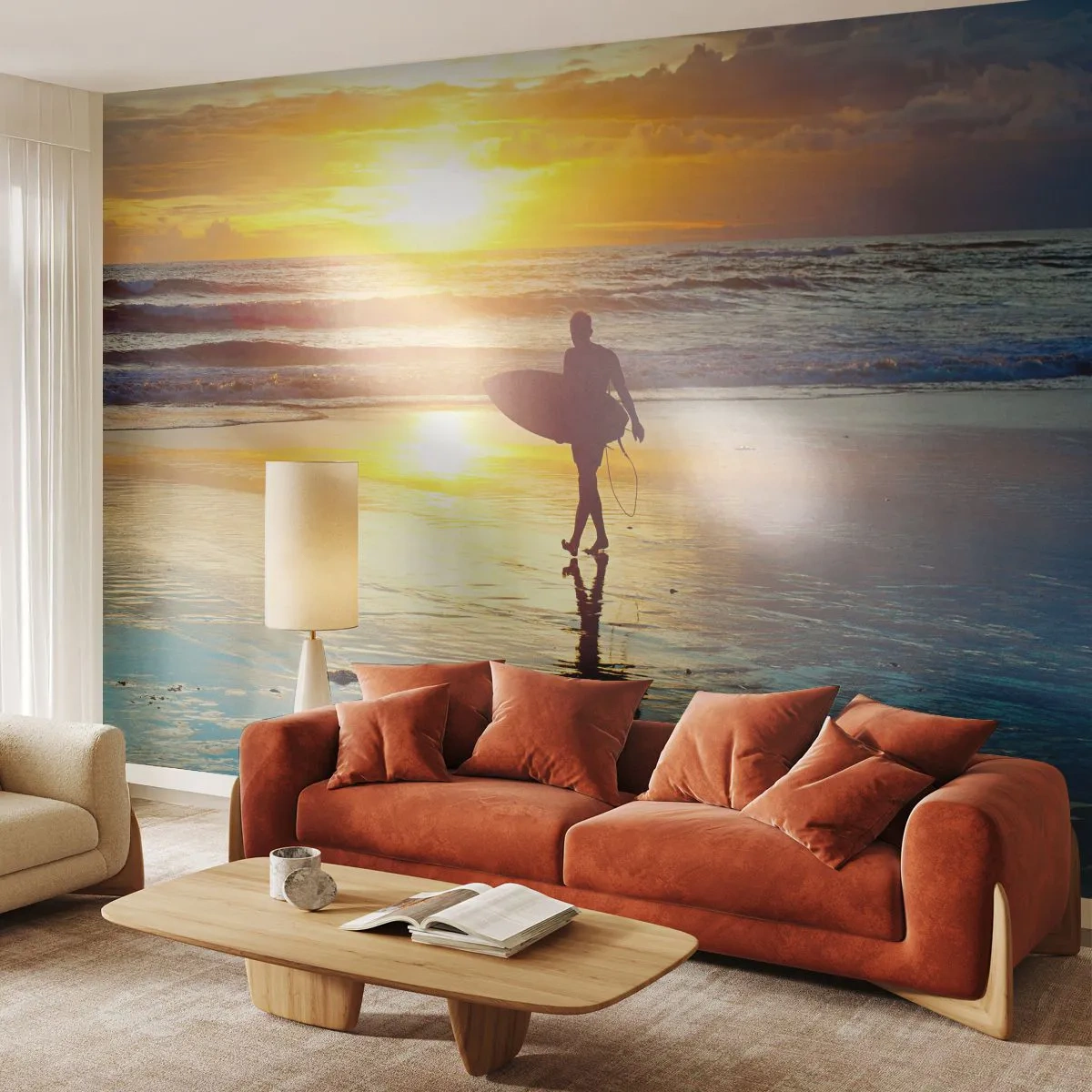 Papier Peint Photo Premium Sand - Le retour du guerrier - sport, Surfant, Indonésie - 350x256 cm