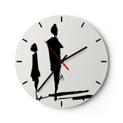 Horloge murale - Pendule murale - Silhouettes noires de deux personnages sur fond blanc dans un style esquissé. - 30x30cm - Êtes-vous sûr qu'ils sont ensemble ? - Décoration murale moderne pour le salon, la cuisine et la chambre ARTTOR