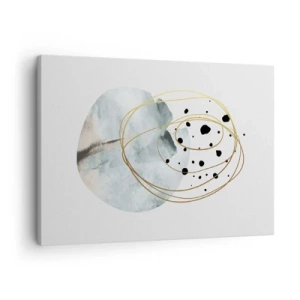 Impression sur toile - Image sur toile - Abstraction minimaliste avec un motif géométrique et des lignes dorées - 70x50cm - Emmêlement de l'espace - Décoration murale moderne pour le salon et la chambre ARTTOR