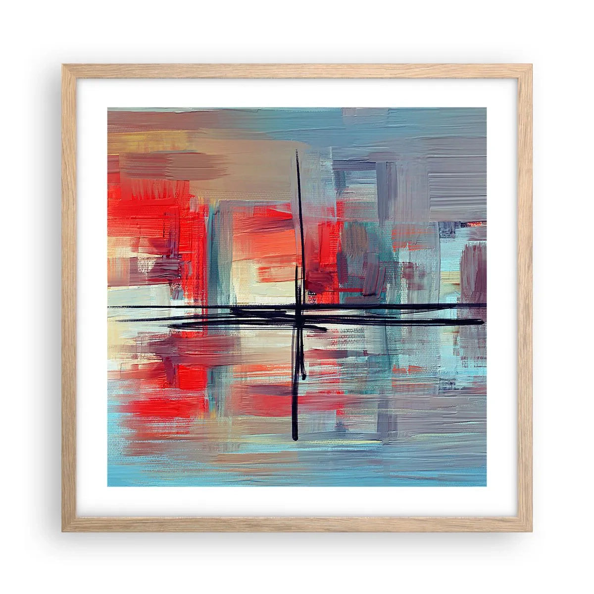 Affiche dans un chêne clair - Poster - Un paysage dans une dimension inconnue - 50x50 cm