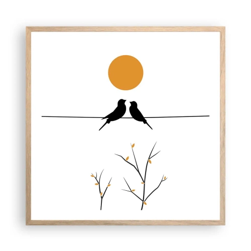 Affiche dans un chêne clair - Poster - Soirée pour rossignols - 60x60 cm