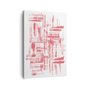 Impression sur toile - Image sur toile - Textures roses abstraites sur fond blanc - 50x70cm - La ville rouge - Décoration murale moderne pour le salon et la chambre ARTTOR