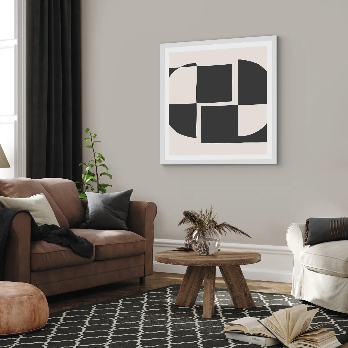 Affiche dans un cadre blanc - Poster - Antithèse - Synthèse - 60x60 cm