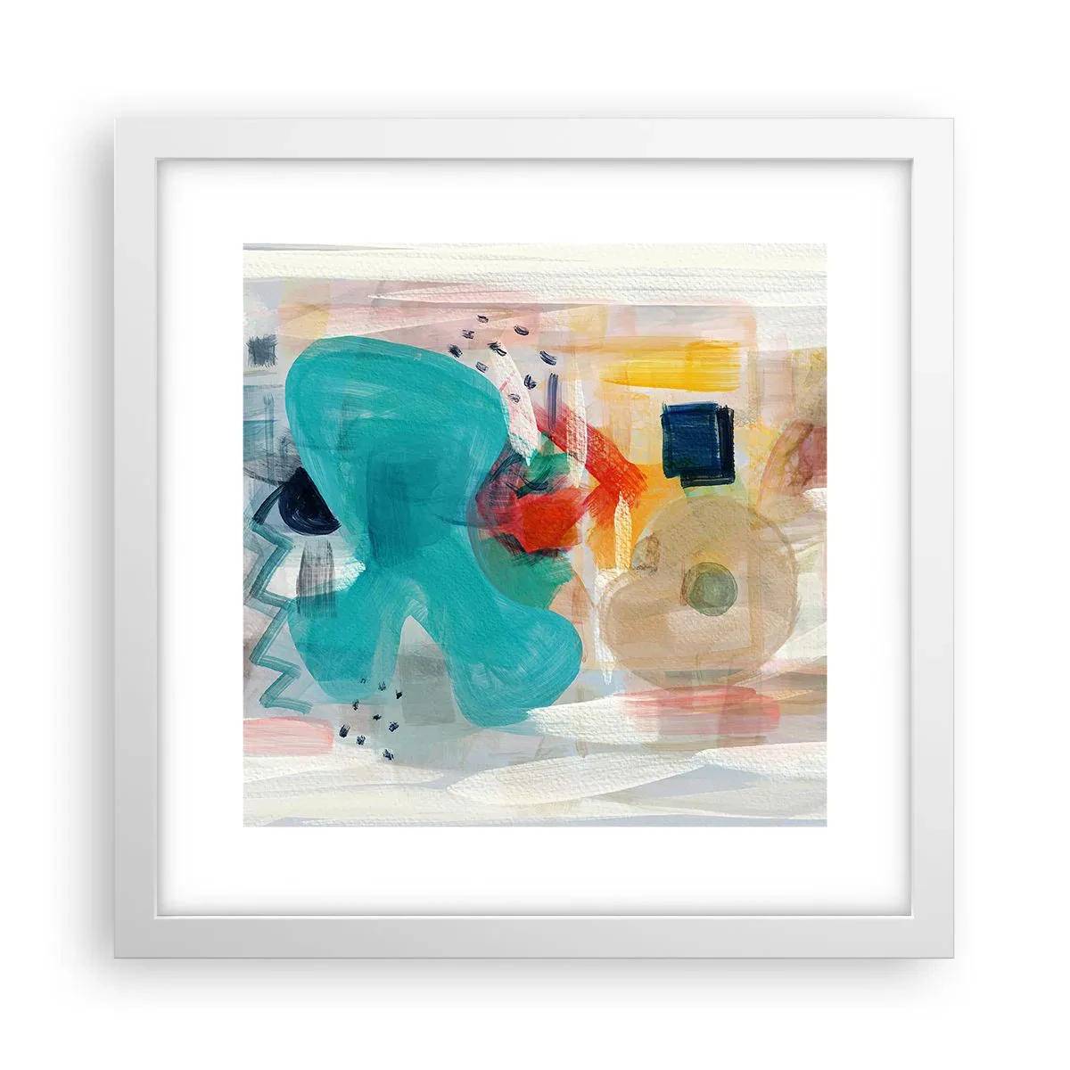 Affiche dans un cadre blanc - Poster - Jeu de couleurs - 30x30 cm