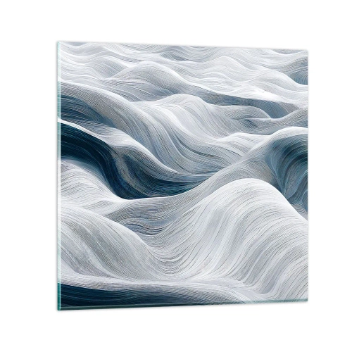 Impression sur verre - Image sur verre - Vagues blanches et bleues - 50x50 cm
