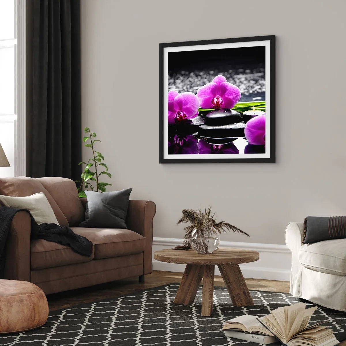 Affiche dans un cadre noir - Poster - Se noyer dans la paix et la tranquillité - 40x40 cm