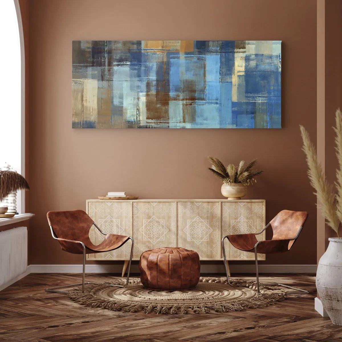 Impression sur toile - Image sur toile - A travers le voile bleu - 100x40 cm