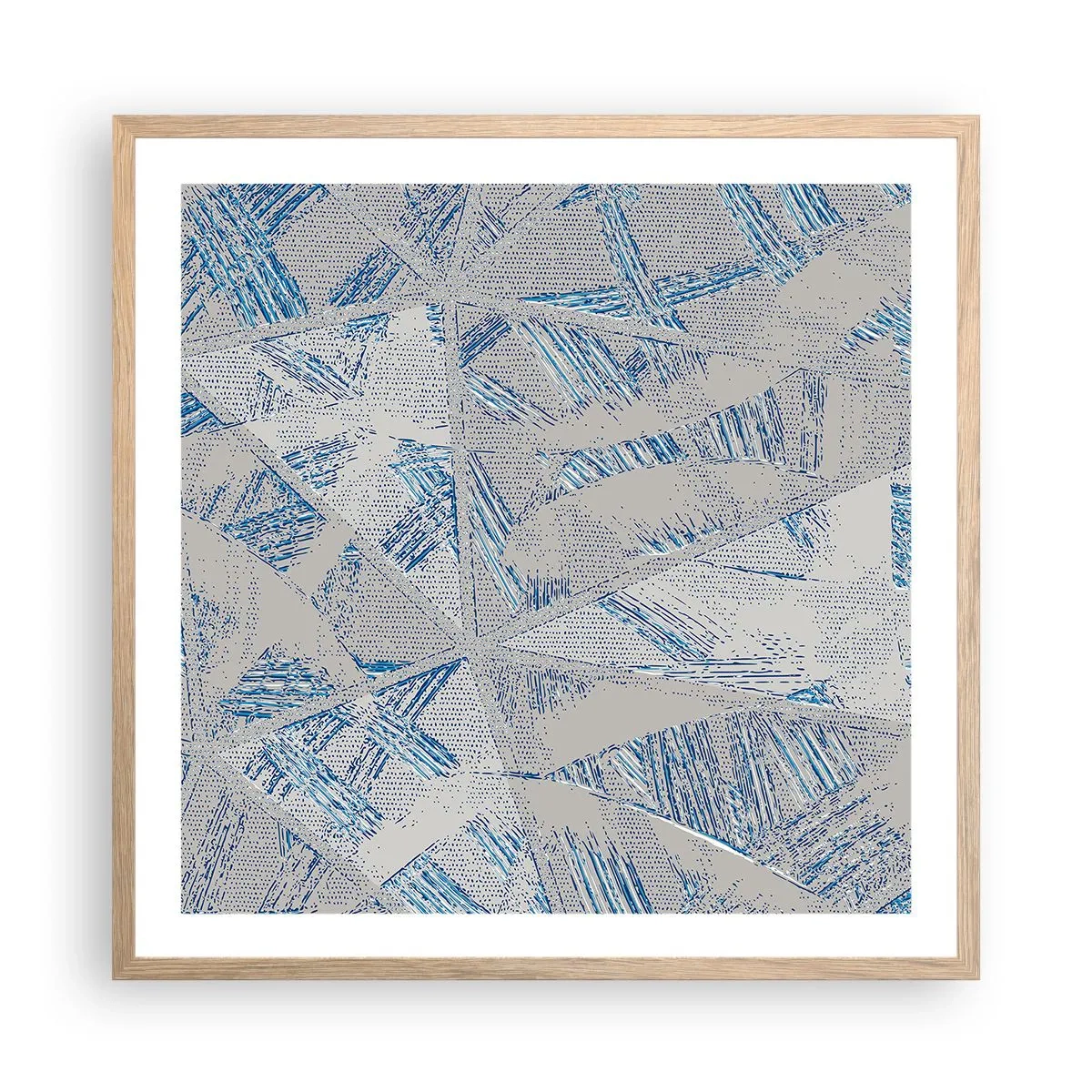 Affiche dans un chêne clair - Poster - Dans un labyrinthe bleu-gris - 60x60 cm