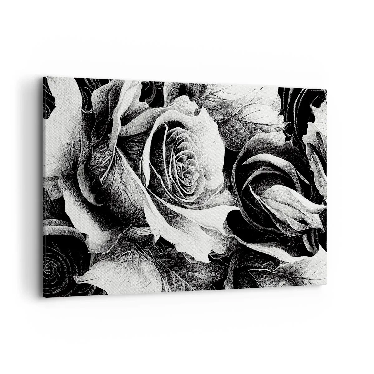 Impression sur toile - Image sur toile - Roses noires et blanches dans une composition élégante - 100x70cm - Toujours une reine - Décoration murale moderne pour le salon et la chambre ARTTOR