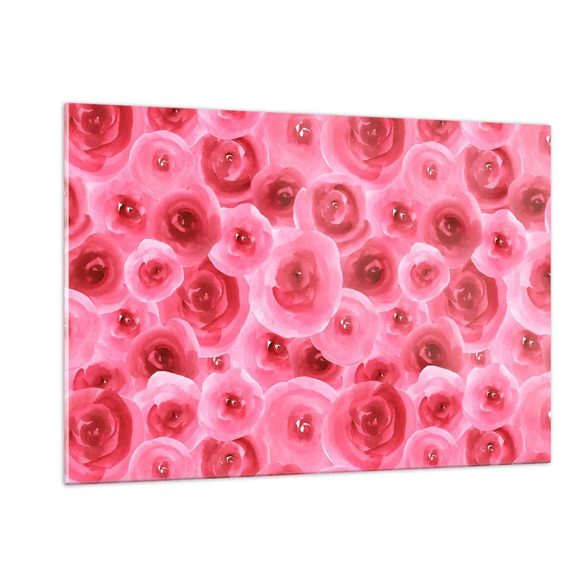 Impression sur verre - Image sur verre - Motif de rose aquarelle dans les tons de rouge et de rose - 120x80cm - Roses en-haut et en-bas - Décoration murale moderne pour le salon et la chambre ARTTOR