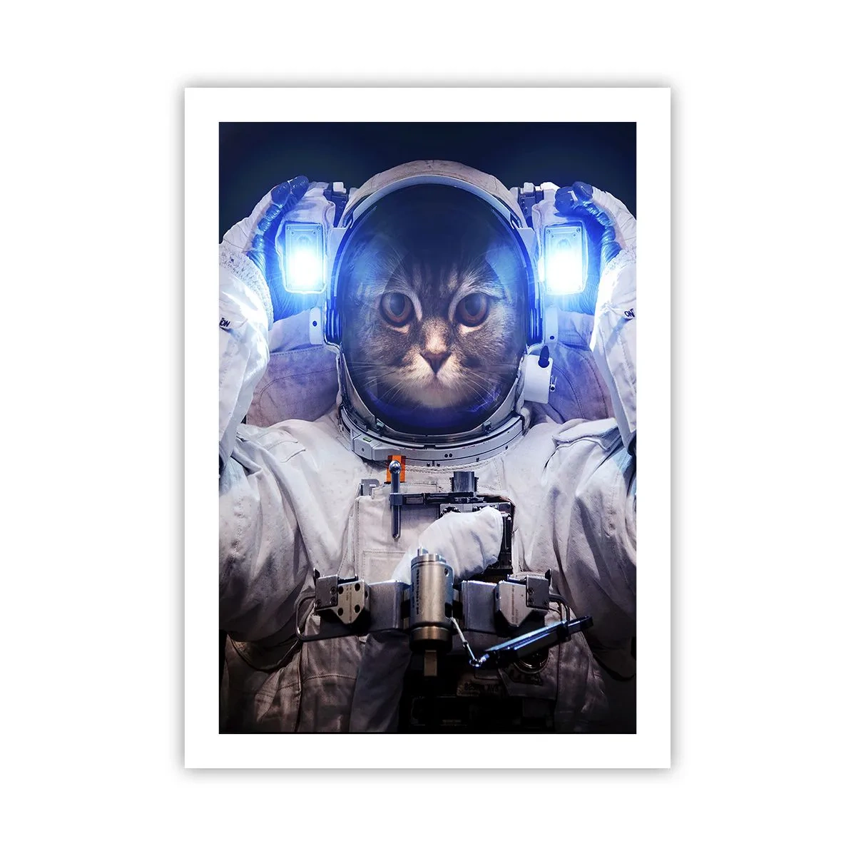 Affiche - Poster - Chat astronaute en combinaison spatiale complète - 50x70cm - Houston, vous avez un problème - Décoration murale moderne pour le salon et la chambre ARTTOR