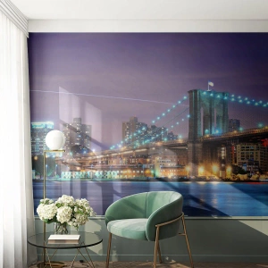 Papier Peint Photo Premium Canvas - Depuis de nombreuses années le pont de Brooklyn - Ville, New York, le pont de Brooklyn - 150x105 cm