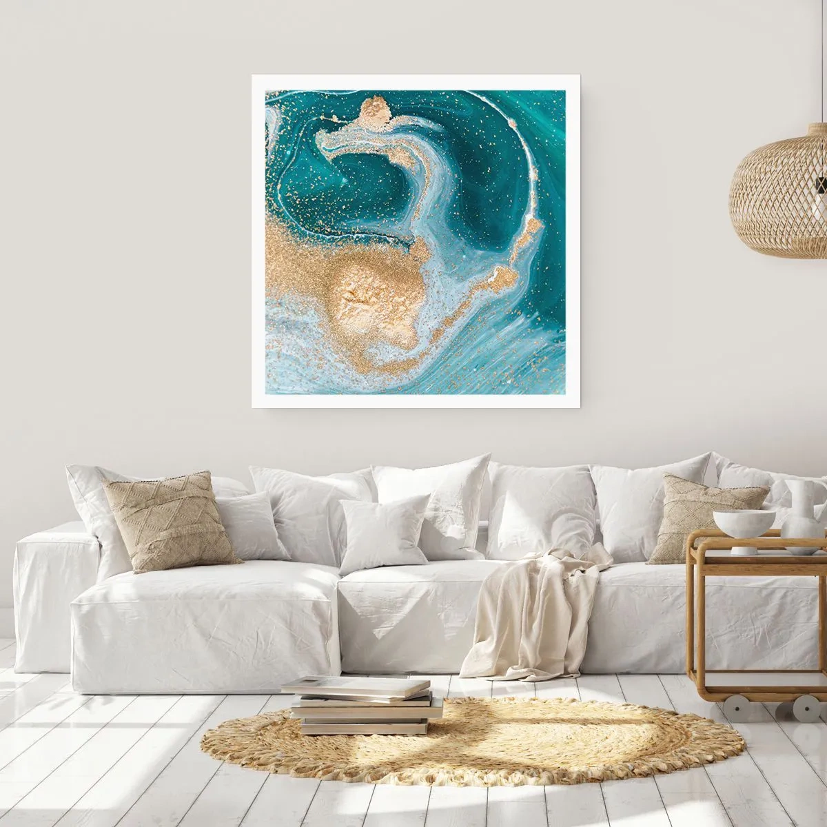 Affiche - Poster - Tourbillon d'or et de turquoise - 50x50 cm