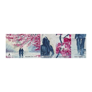 Échantillon de Papier Peint Premium Canvas - Ballade romantique - Paris, tour Eiffel, Couple amoureux - 100x30 cm