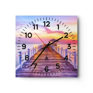 Horloge murale - Pendule murale - Le silence lilas-doré du soir - 30x30 cm